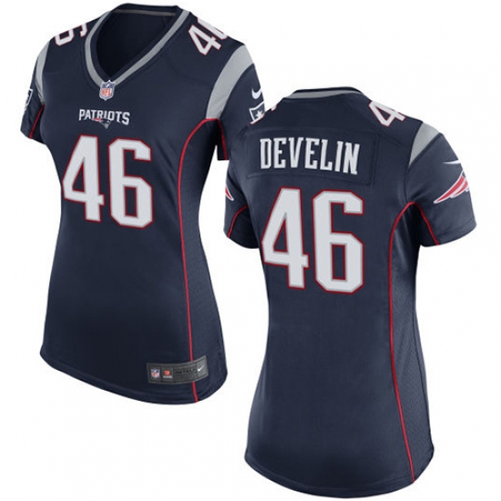 Women's Nike New England Patriots #46 James Develin Game Navy Blue Team Color NFL Jersey - Ujersey
