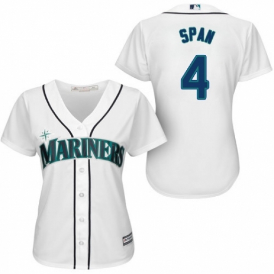 Women's Majestic Seattle Mariners #4 Denard Span Authentic White Home Cool Base MLB Jersey - Ujersey
