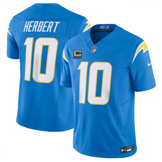 Men's Los Angeles Chargers #10 Justin Herbert Blue 2025 F.U.S.E With 4-Star C Vapor Limited Stitched Football Jersey - Ujersey