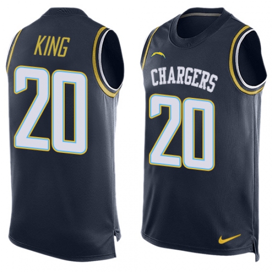 Men's Nike Los Angeles Chargers #20 Desmond King Limited Navy Blue Player Name & Number Tank Top NFL Jersey - Ujersey