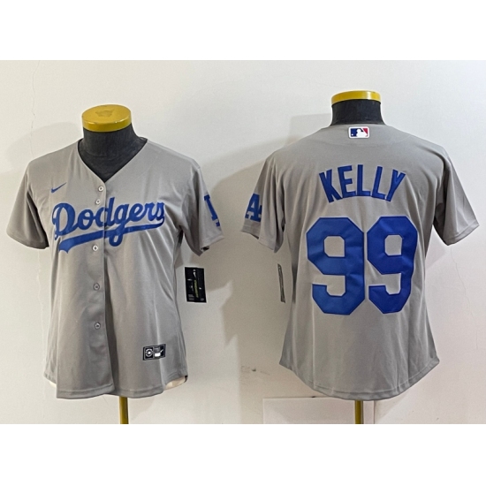 Women's Los Angeles Dodgers #99 Joe Kelly Grey With Los Stitched Cool Base Nike Jerseys - Ujersey