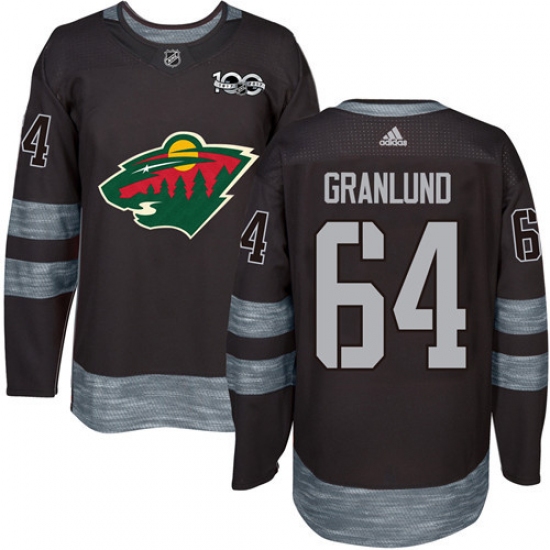 Men's Adidas Minnesota Wild #64 Mikael Granlund Premier Black 1917-2017 100th Anniversary NHL Jersey - Ujersey