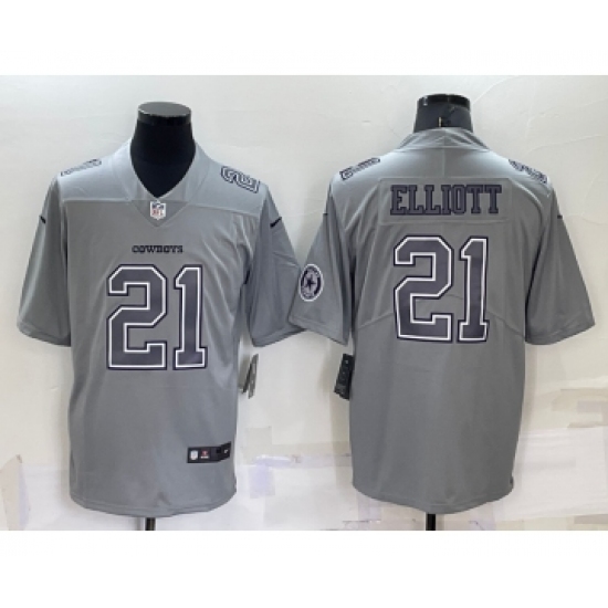 Men's Dallas Cowboys #21 Ezekiel Elliott LOGO Grey Atmosphere Fashion 2022 Vapor Untouchable Stitched Nike Limited Jersey - Ujersey