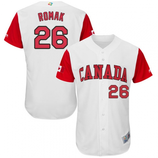 Men's Canada Baseball Majestic #26 Jamie Romak White 2017 World Baseball Classic Authentic Team Jersey