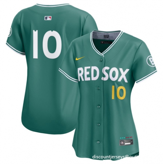 Women's Boston Red Sox #10 Trevor Story Green 2025 City Connect Limited Stitched Baseball Jersey(Run Small) - Ujersey