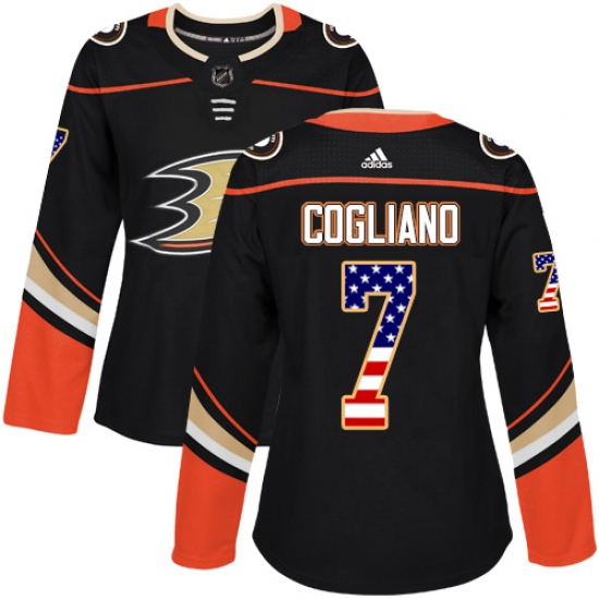 Women's Adidas Anaheim Ducks #7 Andrew Cogliano Authentic Black USA Flag Fashion NHL Jersey