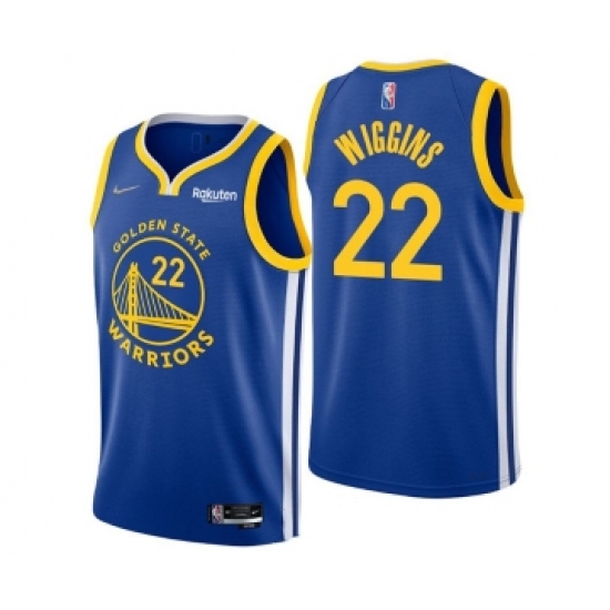 Men's Golden State Warriors #22 Andrew Wiggins 2022 Royal 75th Anniversary Stitched Jersey