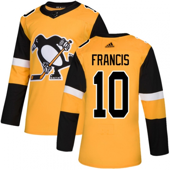 Men's Adidas Pittsburgh Penguins #10 Ron Francis Premier Gold Alternate NHL Jersey - Ujersey