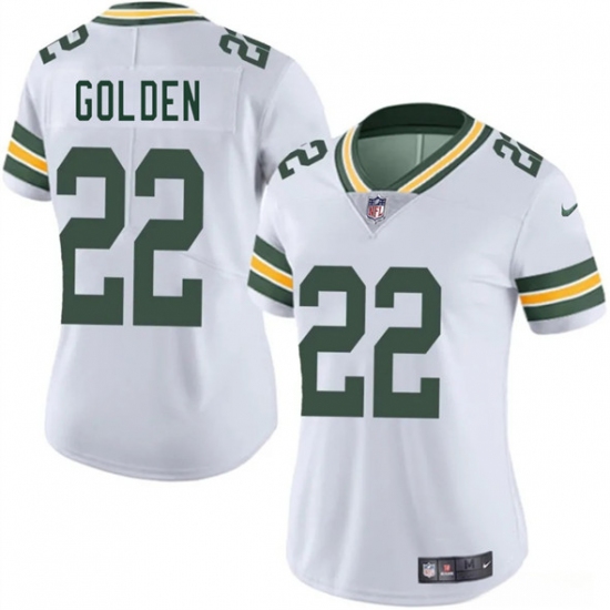 Women's Green Bay Packers #22 Matthew Golden White 2025 Vapor Untouchable Limited Football Stitched Jersey(Run Small) - Ujersey