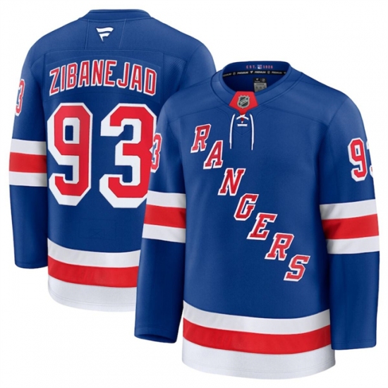 Men's New York Rangers #93 Mika Zibanejad Royal 2024-25 Home Stitched Hockey Jersey - Ujersey