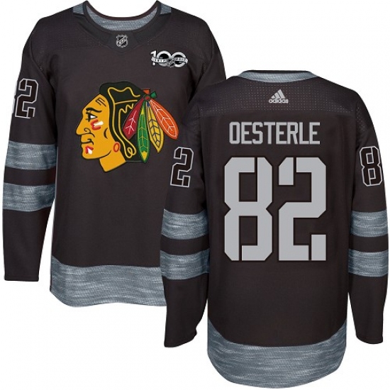 Men's Adidas Chicago Blackhawks #82 Jordan Oesterle Authentic Black 1917-2017 100th Anniversary NHL Jersey - Ujersey
