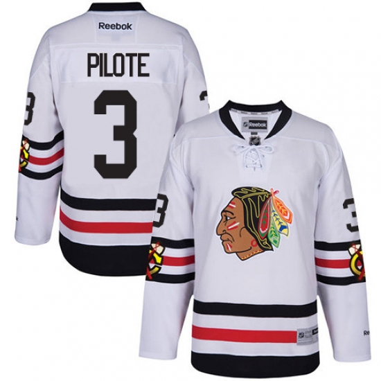 Men's Reebok Chicago Blackhawks #3 Pierre Pilote Authentic White 2017 Winter Classic NHL Jersey - Ujersey