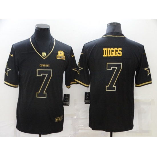 Men's Dallas Cowboys #7 Trevon Diggs Nike Black Gold Throwback Limited Jersey - Ujersey