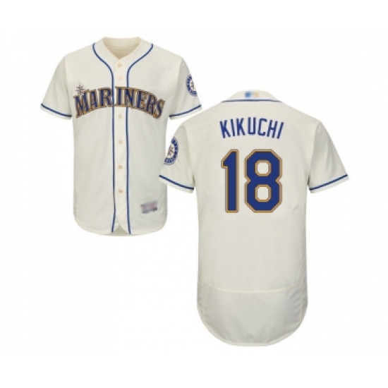Men's Seattle Mariners #18 Yusei Kikuchi Cream Alternate Flex Base Authentic Collection Baseball Jersey - Ujersey
