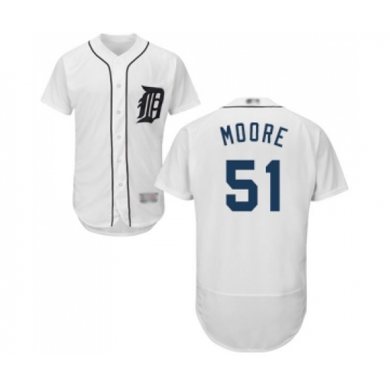 Men's Detroit Tigers #51 Matt Moore White Home Flex Base Authentic Collection Baseball Jersey - Ujersey