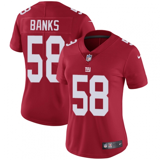 Women's Nike New York Giants #58 Carl Banks Red Alternate Vapor Untouchable Limited Player NFL Jersey - Ujersey