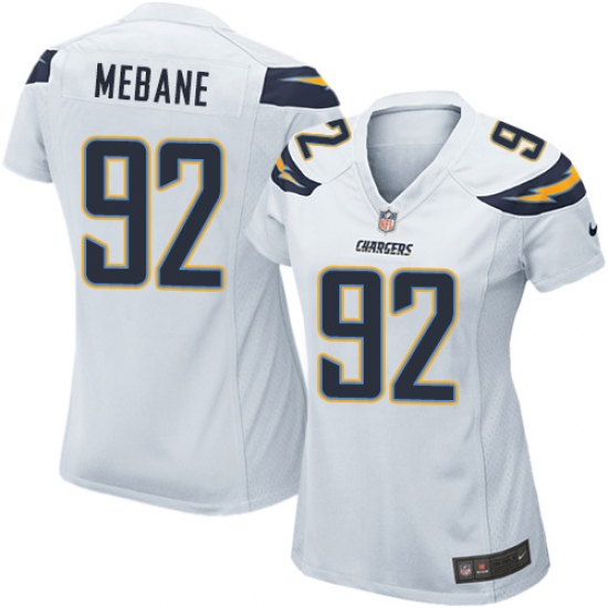 Women's Nike Los Angeles Chargers #92 Brandon Mebane Game White NFL Jersey - Ujersey