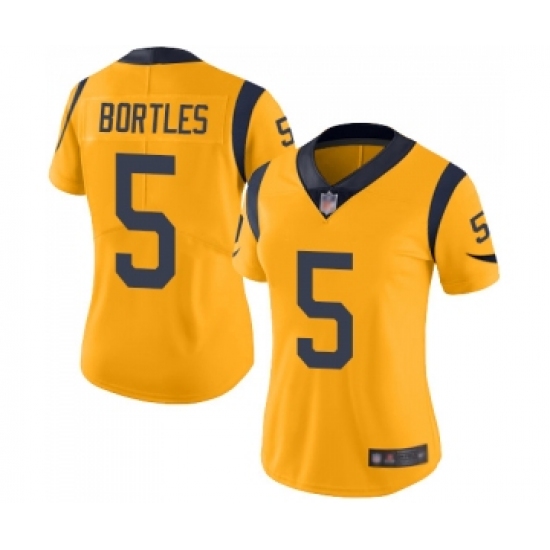 Women's Los Angeles Rams #5 Blake Bortles Limited Gold Rush Vapor Untouchable Football Jersey - Ujersey