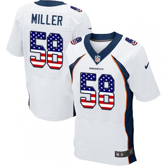Men's Nike Denver Broncos #58 Von Miller Elite White Road USA Flag Fashion NFL Jersey - ujerseystore