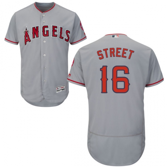 Men's Majestic Los Angeles Angels of Anaheim #16 Huston Street Grey Road Flex Base Authentic Collection MLB Jersey - Ujersey