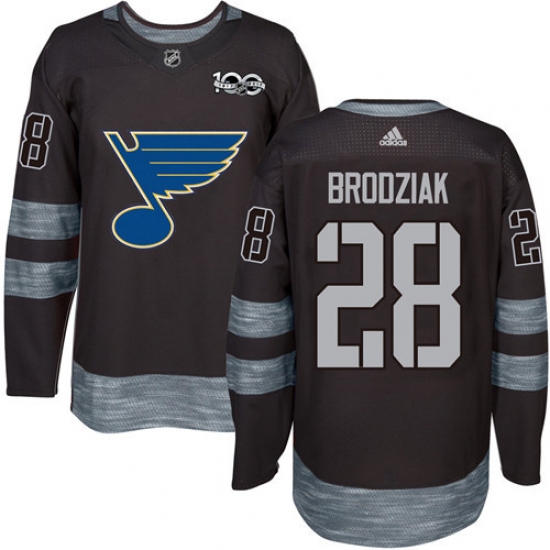 Men's Adidas St. Louis Blues #28 Kyle Brodziak Authentic Black 1917-2017 100th Anniversary NHL Jersey - Ujersey