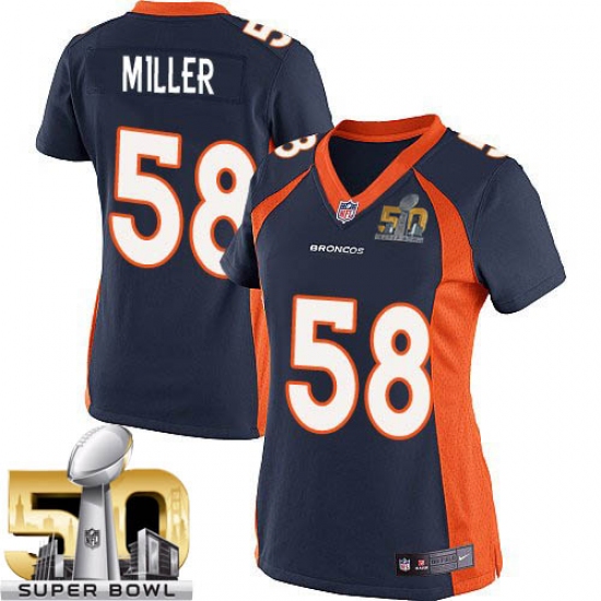 Women's Nike Denver Broncos #58 Von Miller Limited Navy Blue Alternate Super Bowl 50 Bound NFL Jersey - Ujersey