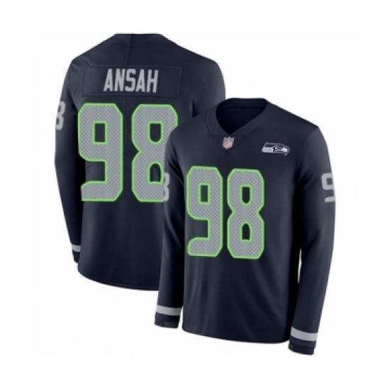 Youth Seattle Seahawks #98 Ezekiel Ansah Limited Navy Blue Therma Long Sleeve Football Jersey - Ujersey