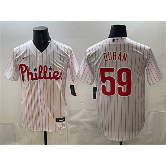 Men's Philadelphia Phillies #59 Jhoan Durán White Cool Base Stitched Jersey - Ujersey