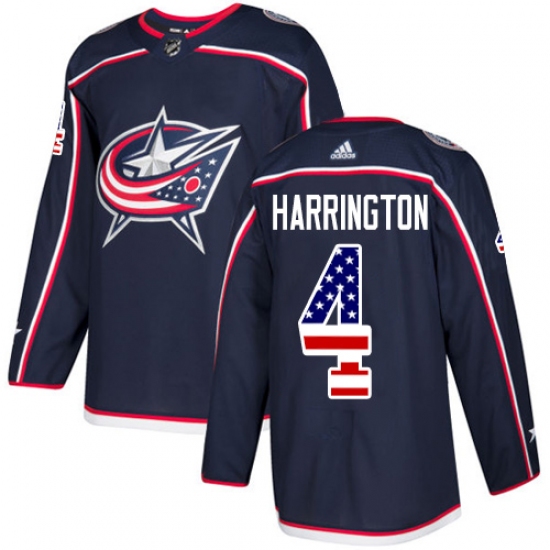 Youth Adidas Columbus Blue Jackets #4 Scott Harrington Authentic Navy Blue USA Flag Fashion NHL Jersey - Ujersey