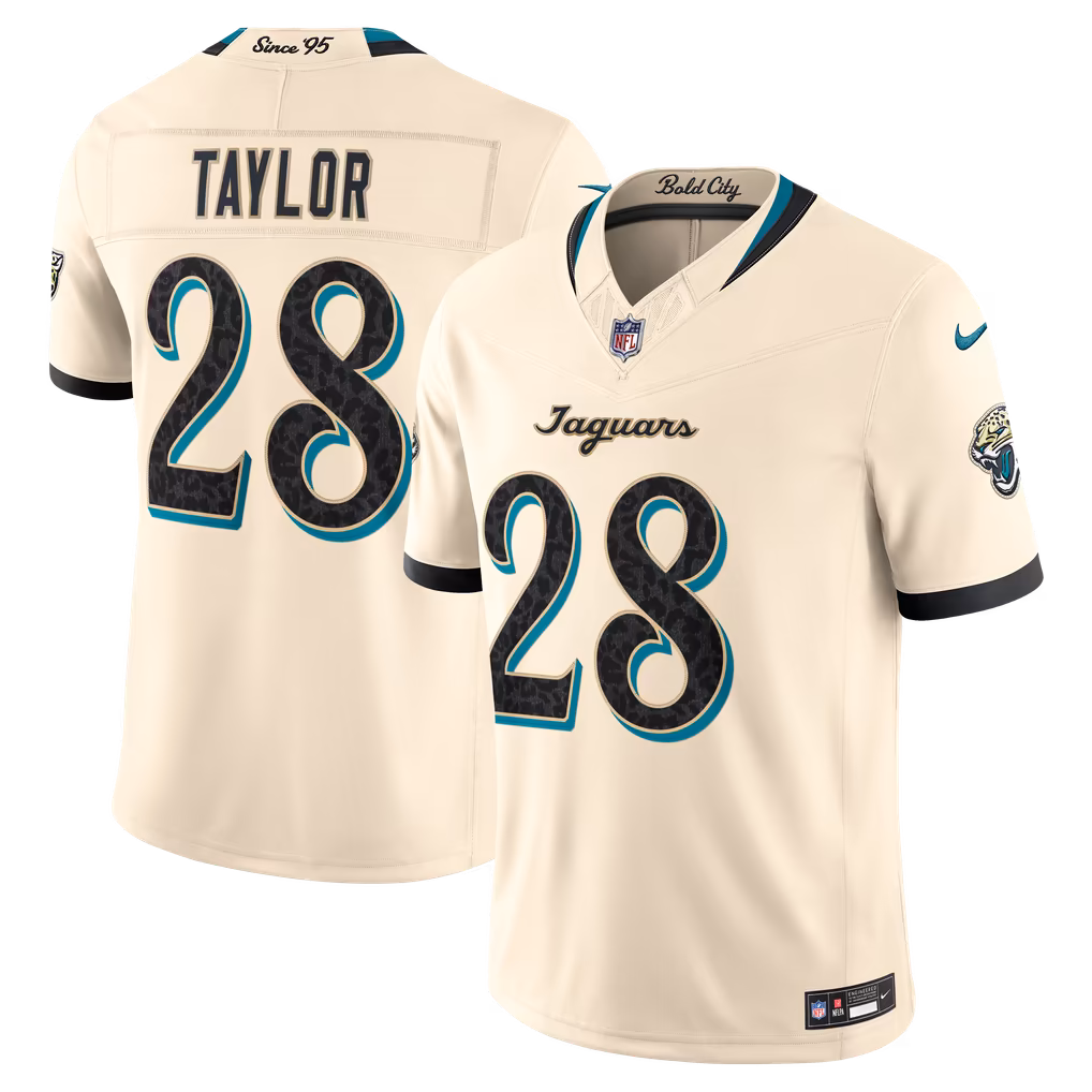 Men's Jacksonville Jaguars Fred Taylor Nike Natural 2026 Rivalries Collection Stitched Limited Jersey - Ujersey