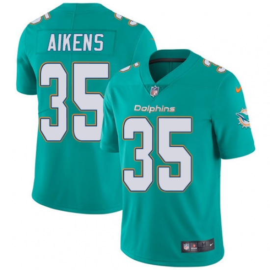 Youth Nike Miami Dolphins #35 Walt Aikens Aqua Green Team Color Vapor Untouchable Limited Player NFL Jersey - Ujersey