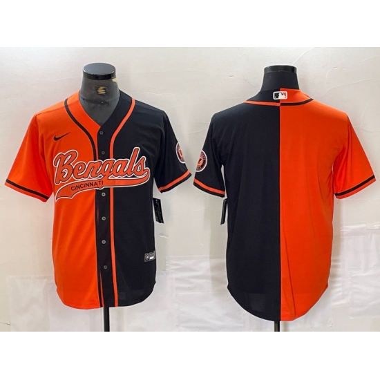 Men's Cincinnati Bengals Blank Orange Black Two Tone Cool Base Stitched Baseball Jersey - Ujersey