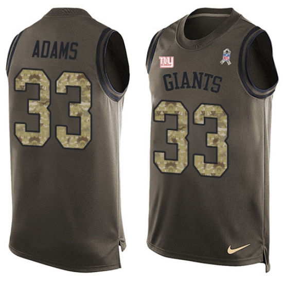 Men's Nike New York Giants #33 Andrew Adams Limited Green Salute to Service Tank Top NFL Jersey - Ujersey