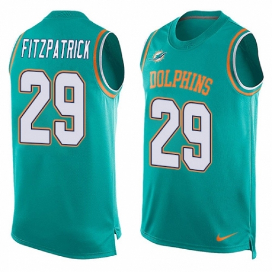 Men's Nike Miami Dolphins #29 Minkah Fitzpatrick Limited Aqua Green Player Name & Number Tank Top NFL Jersey - Ujersey