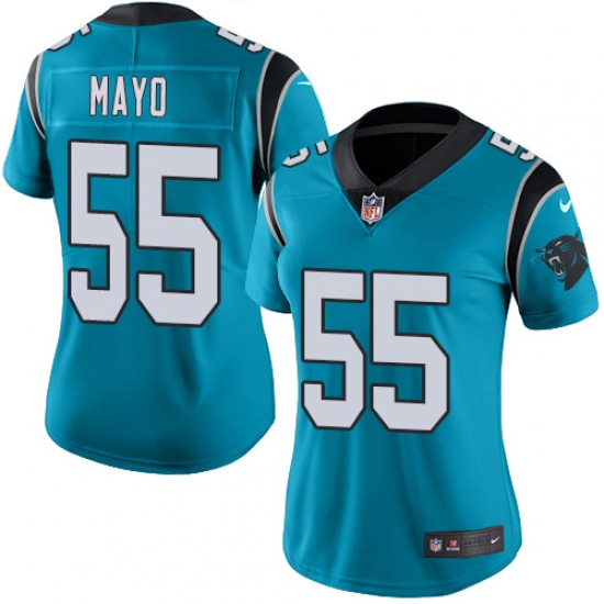 Women's Nike Carolina Panthers #55 David Mayo Limited Blue Rush Vapor Untouchable NFL Jersey - Ujersey
