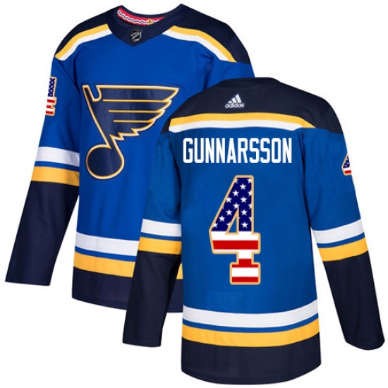 Youth Adidas St. Louis Blues #4 Carl Gunnarsson Authentic Blue USA Flag Fashion NHL Jersey - Ujersey