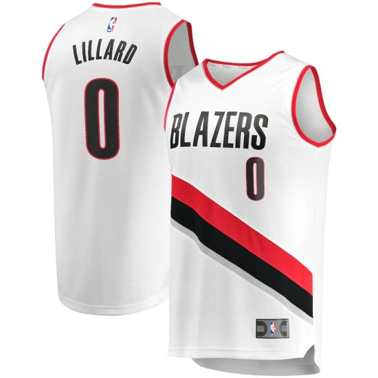 Men's Portland Trail Blazers #0 Damian Lillard Fanatics Branded White 2020-21 Fast Break Replica Jersey - Ujersey
