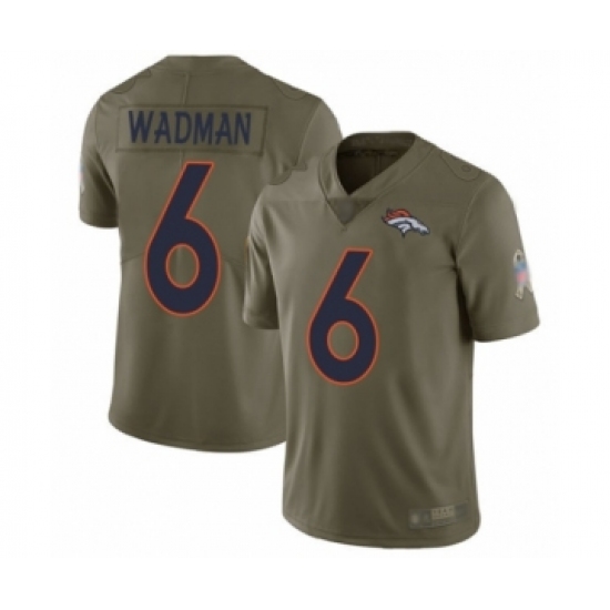 Youth Denver Broncos #6 Colby Wadman Limited Olive 2017 Salute to Service Football Jersey - Ujersey