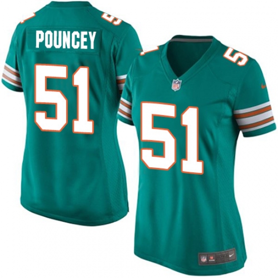 Women's Nike Miami Dolphins #51 Mike Pouncey Game Aqua Green Alternate NFL Jersey - Ujersey