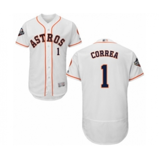 Men's Houston Astros #1 Carlos Correa White Home Flex Base Authentic Collection 2019 World Series Bound Baseball Jersey - Ujersey