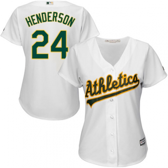 Women's Majestic Oakland Athletics #24 Rickey Henderson Replica White Home Cool Base MLB Jersey - Ujersey