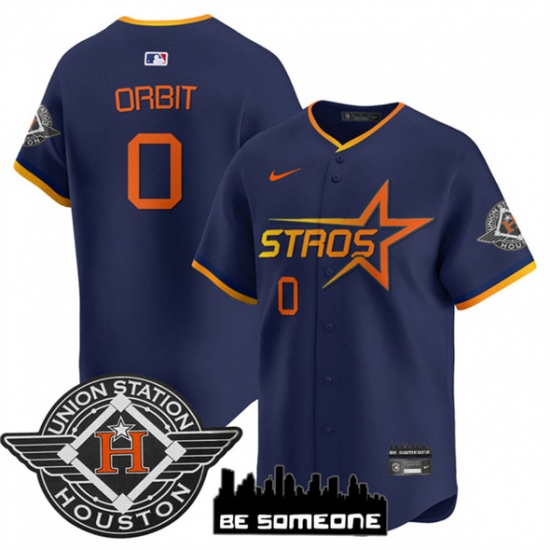 Men's Houston Astros #0 Orbit Navy 2025 City Connect Limited Stitched Baseball Jersey - Ujersey