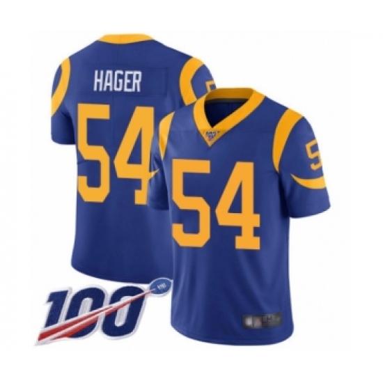 Men's Los Angeles Rams #54 Bryce Hager Royal Blue Alternate Vapor Untouchable Limited Player 100th Season Football Jersey - Ujersey