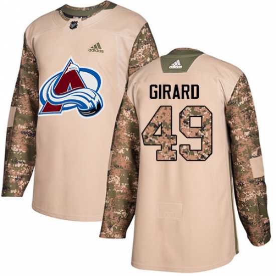 Youth Adidas Colorado Avalanche #49 Samuel Girard Authentic Camo Veterans Day Practice NHL Jersey - Ujersey