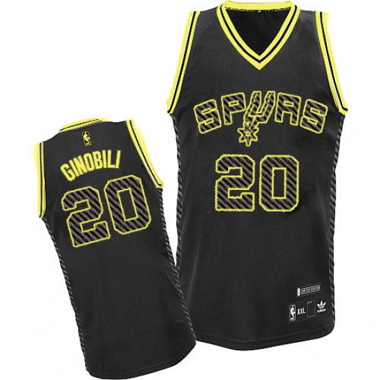 Men's Adidas San Antonio Spurs #20 Manu Ginobili Authentic Black Electricity Fashion NBA Jersey - Ujersey
