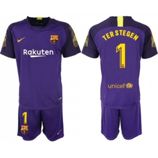 Barcelona #1 Ter Stegen Purple Goalkeeper Soccer Club Jersey