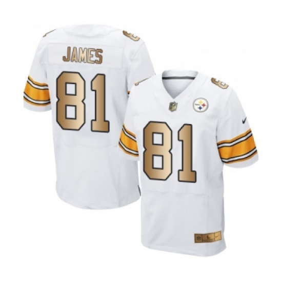 Men's Pittsburgh Steelers #81 Jesse James Elite White Gold Football Jersey - Ujersey