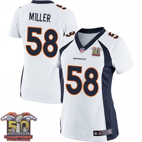Women's Nike Denver Broncos #58 Von Miller Elite White Super Bowl 50 Champions NFL Jersey - Ujersey