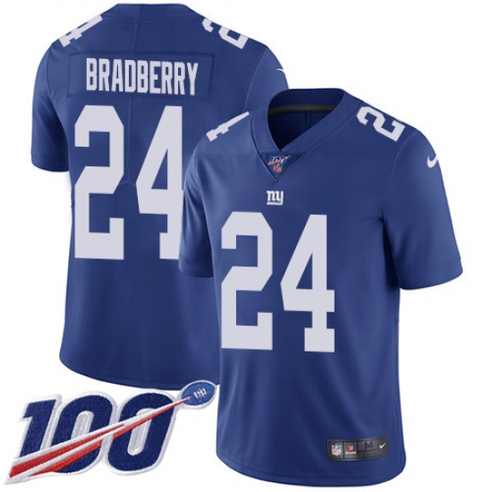 Nike New York Giants #24 James Bradberry Royal Blue Team Color Men's Stitched NFL 100th Season Vapor Untouchable Limited Jersey - Ujersey