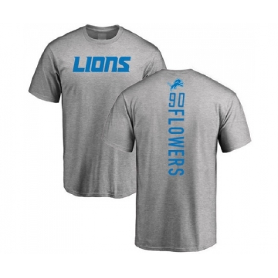 Football Detroit Lions #90 Trey Flowers Ash Backer T-Shirt